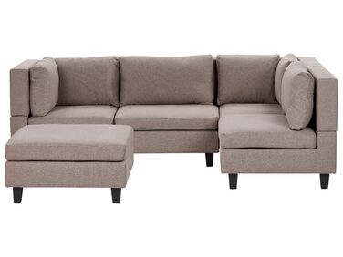 Modul Ecksofa 4-Sitzer UNSTAD linksseitig Braun Stoff mit Ottomane
