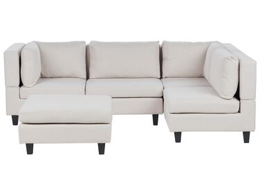 Modul Ecksofa 4-Sitzer UNSTAD linksseitig Hellbeige Stoff mit Ottomane