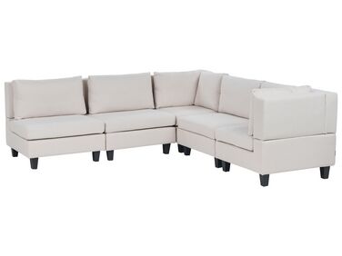 Modul Ecksofa 5-Sitzer UNSTAD linksseitig Hellbeige Stoff