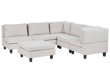 Modular Corner Sofa 5 Seater UNSTAD Left Hand Light Beige Fabric with Ottoman