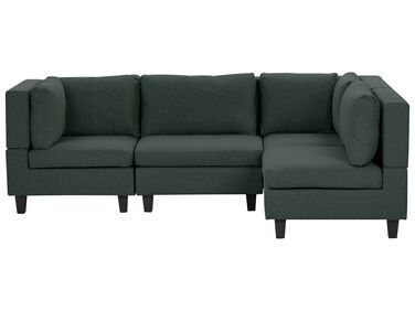 Modul Ecksofa 4-Sitzer UNSTAD linksseitig Dunkelgrün Stoff