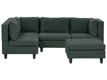 Modul Ecksofa 4-Sitzer UNSTAD rechtsseitig Dunkelgrün Stoff mit Ottomane