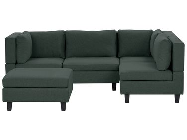 Modul Ecksofa 4-Sitzer UNSTAD linksseitig Dunkelgrün Stoff mit Ottomane
