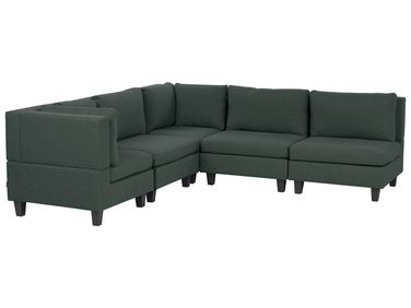 Modul Ecksofa 5-Sitzer UNSTAD rechtsseitig Dunkelgrün Stoff