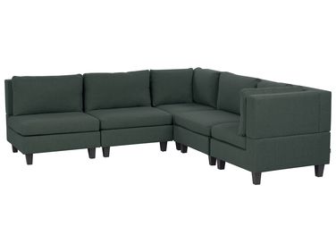 Modular Corner Sofa 5 Seater UNSTAD Left Hand Dark Green Fabric