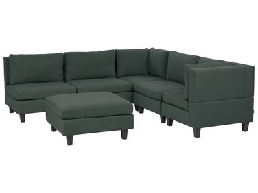 Modul Ecksofa 5-Sitzer UNSTAD linksseitig Dunkelgrün Stoff mit Ottomane