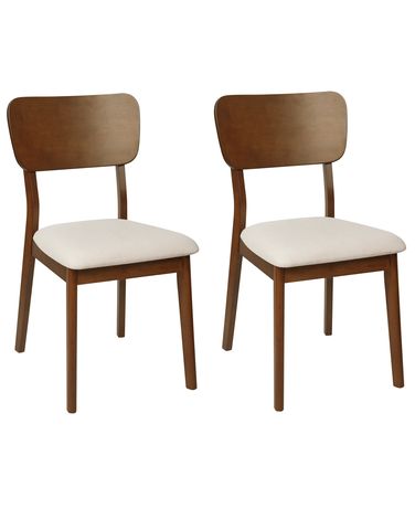 Esszimmerstuhl 2er Set MINIER Holz Dunkelbraun / Beige
