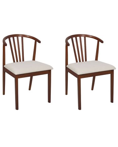 Esszimmerstuhl 2er Set CRAIG Holz Dunkelbraun / Beige