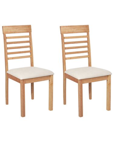 Esszimmerstuhl 2er Set ORTLEY Holz Hellbraun / Beige