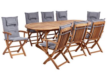 Garden Dining Set 8 Seater MAUI II Grey Acacia Wood with Cushions