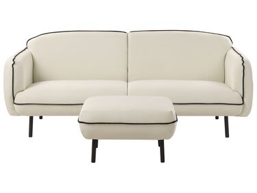Sofa 3-Sitzer TONSBERG Stoff Hellbeige mit Ottomane