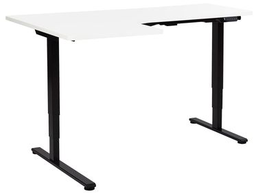 Electric Adjustable Corner Desk DESTINES White/ Black 160 cm 109 cm Left Hand