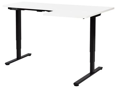 Electric Adjustable Corner Desk DESTINES White/ Black 160 cm 109 cm Right Hand