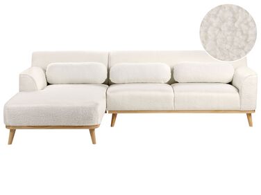 Ecksofa 3-Sitzer SIMOS Bouclé Weiß rechtsseitig