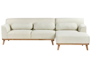 Ecksofa 3-Sitzer SIMOS Stoff Cremeweiß linksseitig