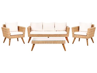 Garden Lounge Set with Table 5 Seater VITTORIA XL Off-White PE Rattan