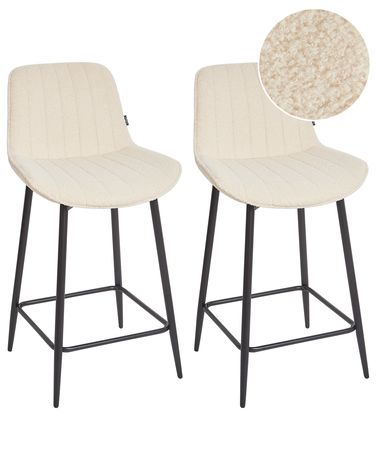 Set mit 2 Barstühlen DUBROVNIK Bouclé Hellbeige