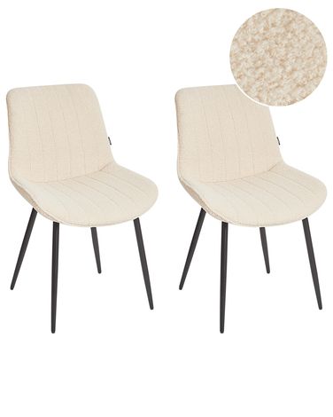 Esszimmerstuhl 2er Set DUBROVNIK Bouclé Hellbeige