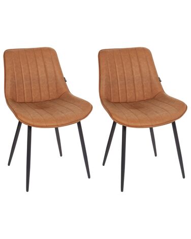 Esszimmerstuhl 2er Set DUBROVNIK Kunstleder Braun