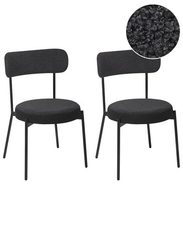 Esszimmerstuhl 2er Set ALLISON Bouclé Schwarz