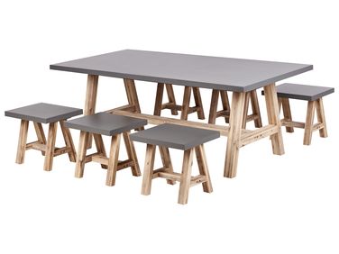 Garden Dining Set with Stools 6 Seater TONNARE Grey Concrete