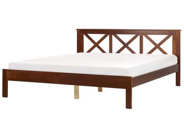 Bett mit Lattenrost Kiefernholz TANNAY 180 x 200 cm Dunkelbraun