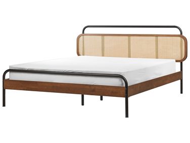 Bett mit Lattenrost Rattan BOUSSICOURT 160 x 200 cm Dunkelbraun