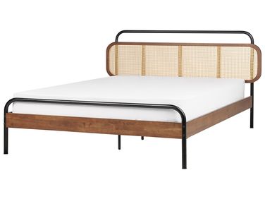 Bett mit Lattenrost Rattan BOUSSICOURT 180 x 200 cm Dunkelbraun