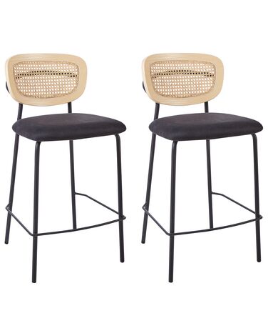 Set mit 2 Barstühlen MAYETTA Rattan Schwarz