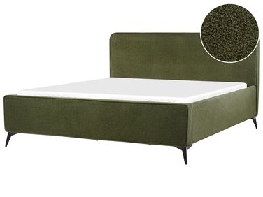 Bed Boucle VALOGNES 180 x 200 cm (EU Super King) Dark Green