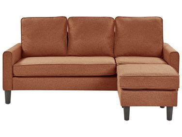Sofa 3-Sitzer AVESTA Stoff Goldbraun mit Ottomane