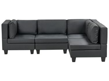 Modular Corner Sofa 4 Seater UNSTAD Left Hand Black Faux Leather
