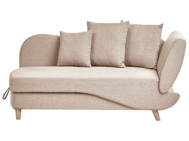 Rechtsseitige Chaiselongue MERI Kunstleinen Hellbraun mit Stauraum