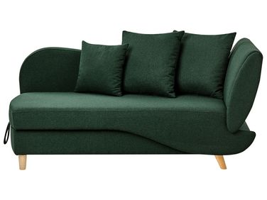 Rechtsseitige Chaiselongue MERI Kunstleinen Grün mit Stauraum
