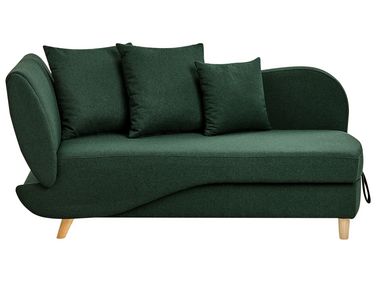 Linksseitige Chaiselongue MERI Kunstleinen Grün mit Stauraum