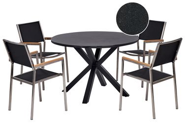 Garden Dining Set 4 Seater MALETTO/GROSSETO Black Metal