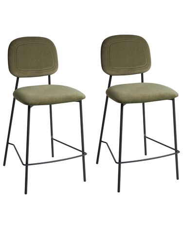 Set mit 2 Barstühlen DUETTE Samtstoff Olivgrün