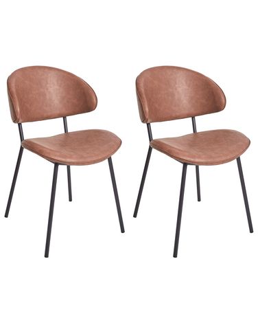 Esszimmerstuhl 2er Set KIANA Kunstleder Braun