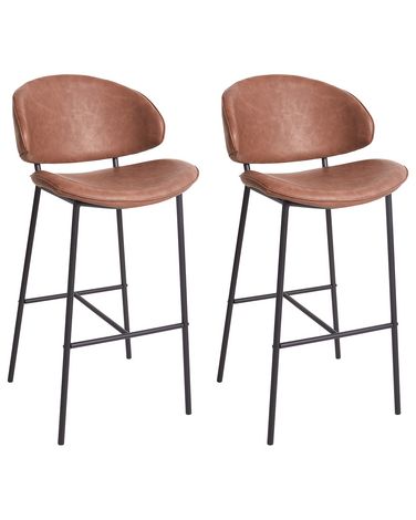 Set mit 2 Barstühlen KIANA Kunstleder Braun