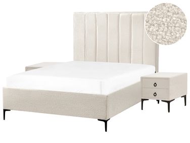 Bedroom Set SEZANNE Boucle Off-White 140 x 200 cm (EU Double)