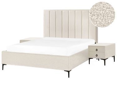 Bedroom Set SEZANNE Boucle Off-White 160 x 200 cm (EU King Size)