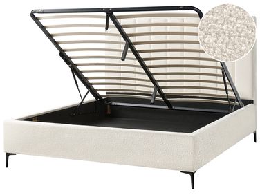 Ottoman Bed SEZANNE Boucle Off-White 180 x 200 cm (EU Super King)