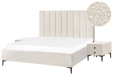 Bedroom Set SEZANNE Boucle Off-White 180 x 200 cm (EU Super King)