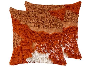 Dekokissen 2er Set SAGENIA Baumwolle 45 x 45 cm Orange Abstraktes Muster