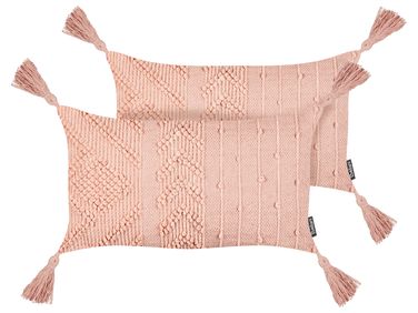 Dekokissen 2er Set VALVARIA Baumwolle 30 x 50 cm Pfirsichrosa ZickZack-Muster