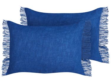 Dekokissen 2er Set MABA Baumwolle 50 x 35 cm Marineblau Ohne Muster