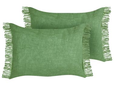 Dekokissen 2er Set MABA Baumwolle 50 x 35 cm Grün Ohne Muster
