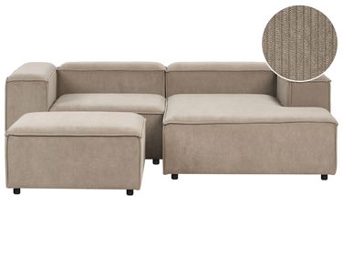 Modular Corner Sofa 3 Seater ARDAL Left Hand Light Brown Corduroy with Ottoman