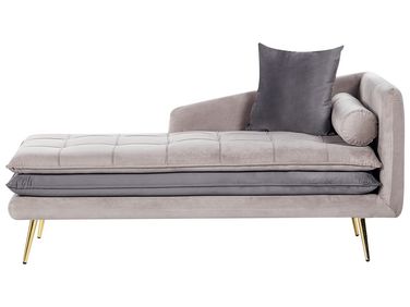 Rechtsseitige Chaiselongue GONESSE Samtstoff Taupe