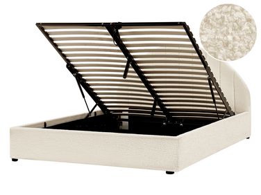 Ottoman Bed CHADENET Boucle Off-White 140 x 200 cm (EU Double)